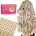 WENNALIFE Tape in Hair Extensions Human Hair, 40pcs 60g 10 inch Dirty Blonde Highlighted Bleach Blonde Hair Extensions Real Human Hair Straight Tape in Extensions Invisible Human Hair Extensions