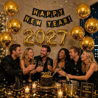 14 Pcs Gold Round Foil Balloons 22/15/10 4D Ball Balloons Metallic Golden - Image 7