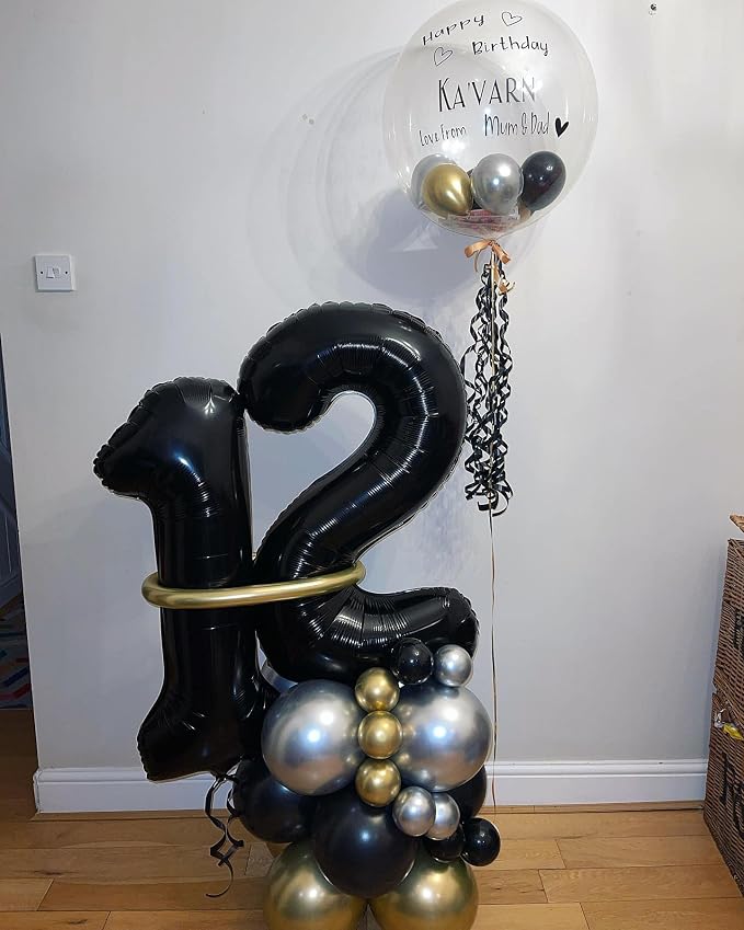 40 Inch Black 20 Number Balloons Giant 20 Balloons Black Birthday Balloons 20th - Image 7