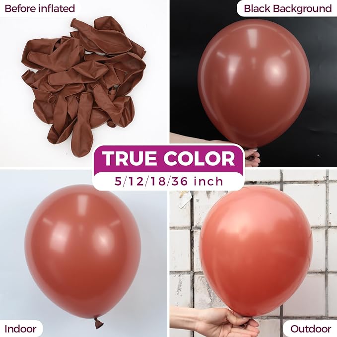 Bezente Dark Brown Latex Round Helium Party Balloons 100 Pack 12 inch | Boho - Image 2