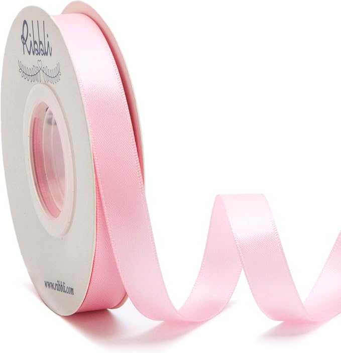 Ribbli Double Faced Light Pink Satin Ribbon, 1/2” x Continuous 25 Yards by Ribbli