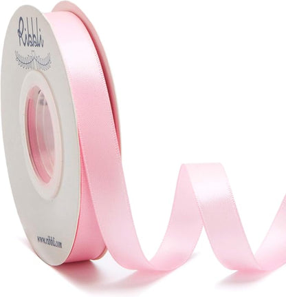 Ribbli Double Faced Light Pink Satin Ribbon, 1/2” x Continuous 25 Yards by Ribbli