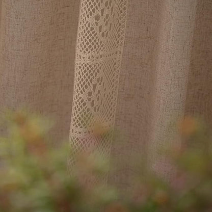 ENJOYBRIDAL Beige Curtains Crochet Lace Patchwork Drapes Curtains 63 Inch - Image 7