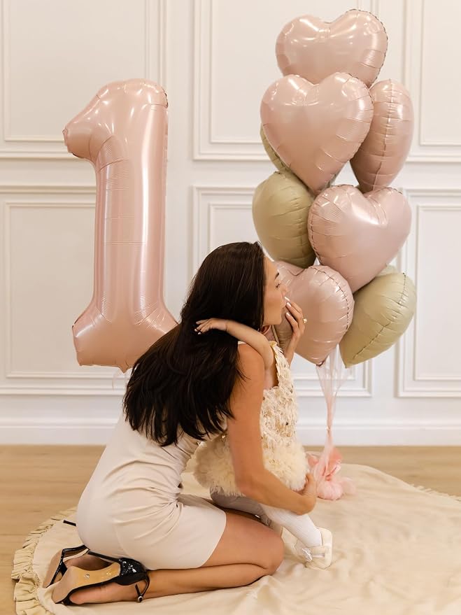 Baby Pink Heart Balloons, 18Inch Pastel Pink Helium Polyester Film Balloon - Image 3