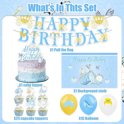 42Pack Cinderellas Party decoration pack include Banner, Honeycomb Centerpieces - Image 3