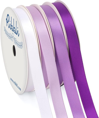 Ribbli Purple Satin Ribbon 3/8 Inch x 4 Rolls Total 40 Yards-White Lavender by Ribbli
