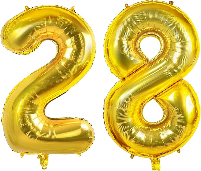 Number 28 Balloons for 28th Birthday Party Decorations, 0-100 Large No.28 for by Joycard