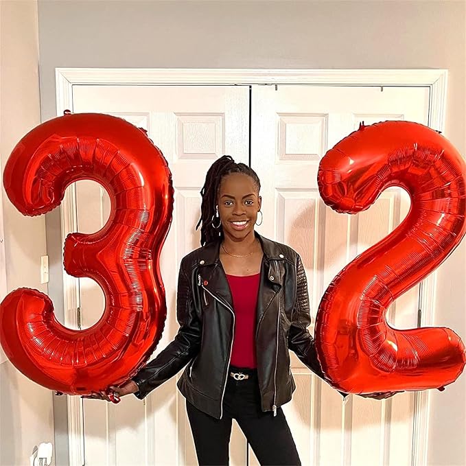 3rd Birthday Number Balloons for Girls Kids, 40 Inch Red Number Balloons 3 - Image 5