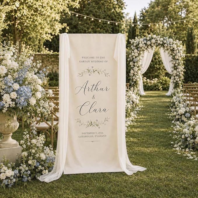 Personalized Fabric Wedding Welcome Sign, Linen Wedding Welcome Sign Cotton by Custom