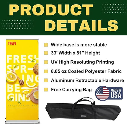 Custom Banner Pop up Banner Aluminum Deluxe Retractable Banner-Made in - Image 4