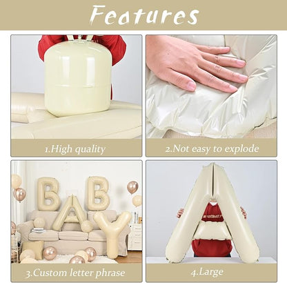 Biapian 40 Inch Giant Cream T Foil Balloons - Image 3
