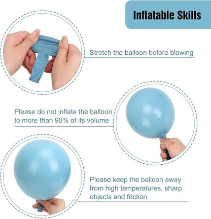 RUBFAC Blue Balloons Different Sizes Dusty Blue Balloons Arch 154pcs | Haze - Image 4