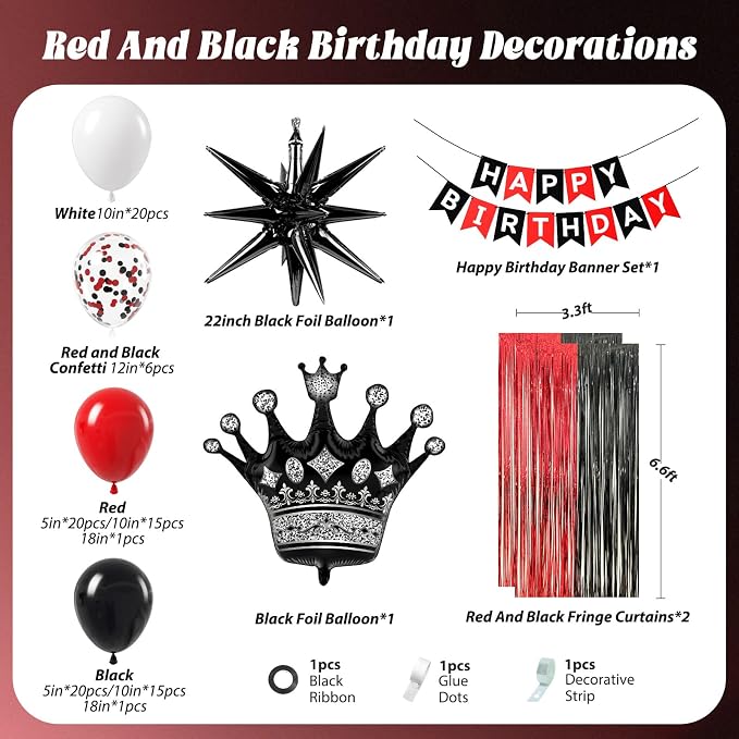 Red and Black Birthday Party Decorations - Image 2