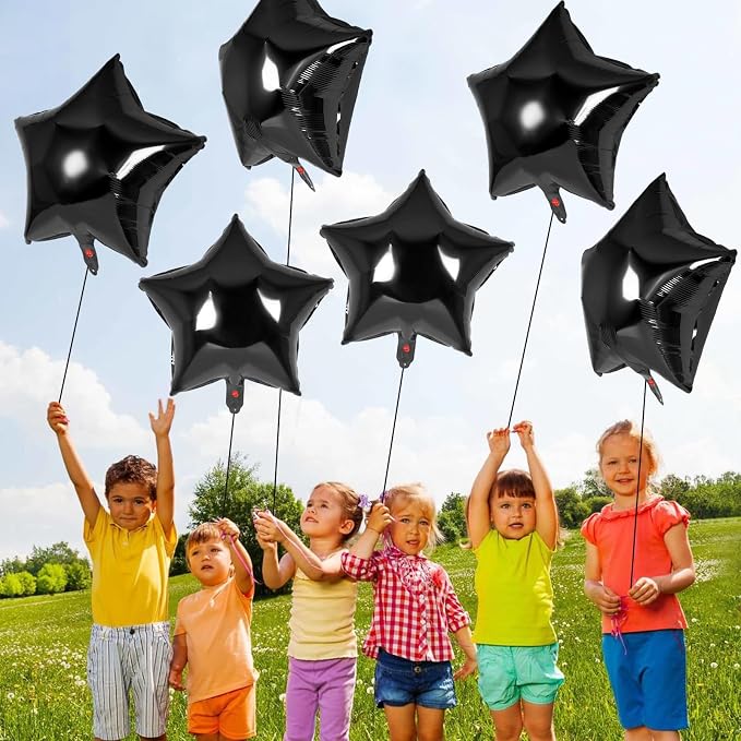 20 Pcs Star Balloons, 18 Inch Black Star Foil Balloons, Stars Shaped Balloon - Image 4
