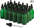 2oz Glass Dropper Bottle,Preety Texture Tincture Bottles with Precise Scales Eye Droppe,for All Kinds Of Mixed Liquids,Leak-Proof Design for Easy Travel (Green Frosted-24Pack)