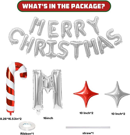 FunHot Merry Christmas Balloons Banner, 16 Inch Xmas Letter Balloon - Image 2