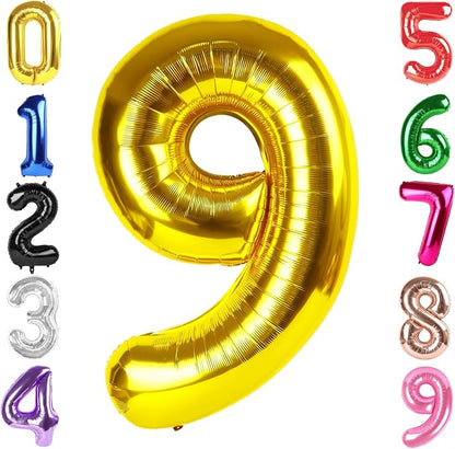 40 Inch Gold Number 9 Balloon Birthday Party Decorations by Hadoife