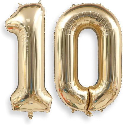 AULE 40 Inch Light Gold 10 Balloon Number Foil 0-9 Birthday Big Numbers | by AULE