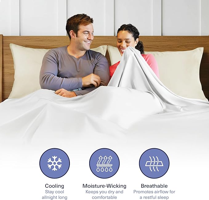 Kickoff Viscose Bamboo Pillowcase, Queen, Set of 2, 100% Organic Hidden Zippered Viscose Bamboo Pillow Case Queen Size, Cooling Pillow Cover for Hot Sleepers (20"x30" Buttercream)