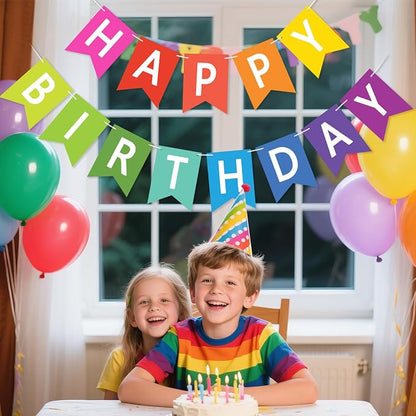 Happy Birthday Banner Sign, Birthday Garland Wall Door Hanging Banners Flag - Image 4