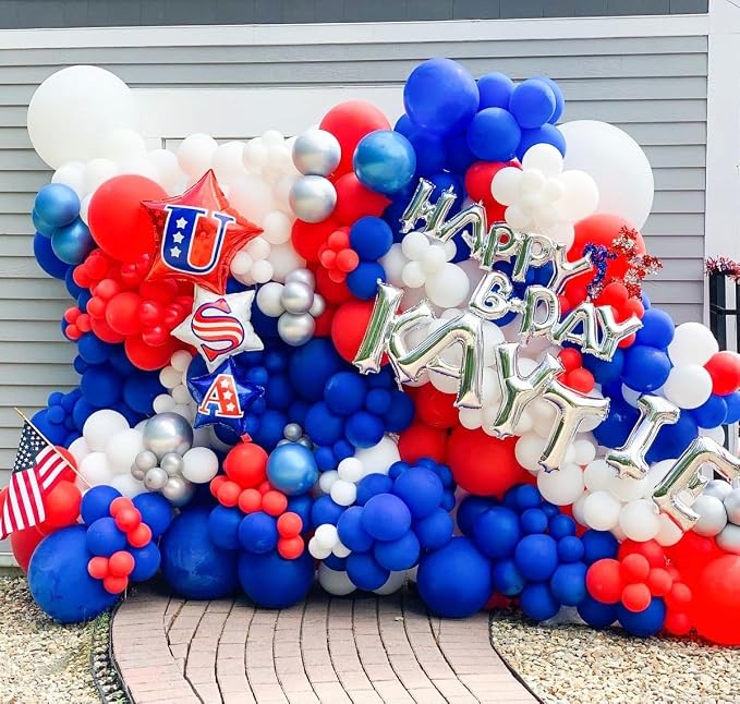 Voircoloria 130pcs Red White Blue Balloons Arch Kit, 18 12 10 5 Inch | - Image 7