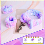 WSYUB Spa Headband and Matching Wrist Bands for Washing Face, Fuzzy Skincare Bow Headbands, Soft Facial Makeup Head Bands, Shower Hair Sleepover Party Supplies