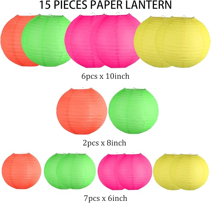 15-Pack Glow in the Dark Party Supplies, Neon Party Decorations | UV-Reactive - Image 2