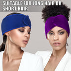 Haysandy Hairband, 4 Pieces Mesh Hair Wrap for Black Women - Adjustable Size Face Wash Makeup Hair Accessories Headbands (Black, Wine Red, Royal Blue, Dark Purple)