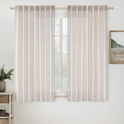 MIULEE White Linen Curtains 42x63 Inch 2 Panels by MIULEE