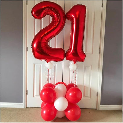 40 Inch Red Number 21 or 12 Balloons Giant 12 Balloons Red Birthday 21 Balloons - Image 4