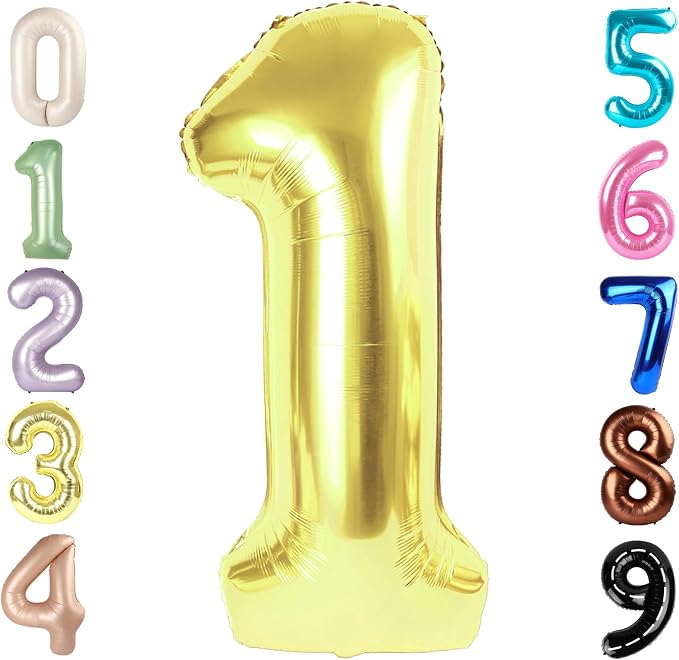 1 Balloon Number 40 Inch Light Gold Balloons by Mluchee