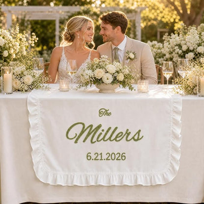 Personalized Hand Embroidered Wedding Table Runner - Image 7