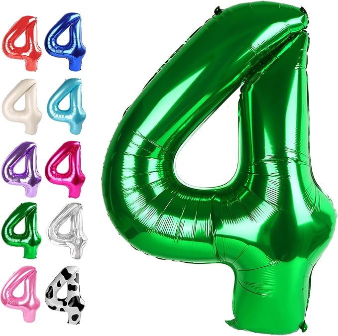 Green Number 4 Balloon 40 inch, Balloon numbers party supplies, deco photo shoot by Upgesy