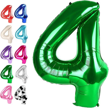 Green Number 4 Balloon 40 inch, Balloon numbers party supplies, deco photo shoot by Upgesy