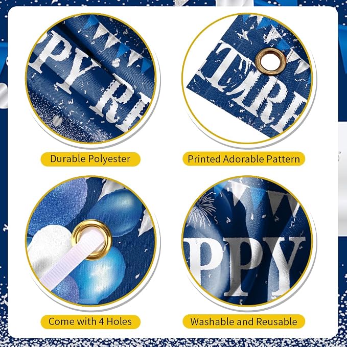GOLDCROW Retirement Party Decorations Blue Silver Happy Retirement Banner - Image 7