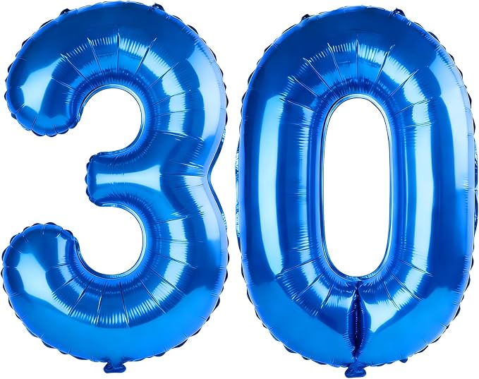 40 Inch Number 30 Balloons for 30th Birthday Party Decorations, 0-100 Dark Blue by FOBELEC