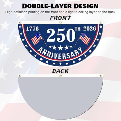 2PCS USA Anniversary 250th Flag, 1.5X3 FT Anniversary Fan Flags, Yard Signs - Image 3