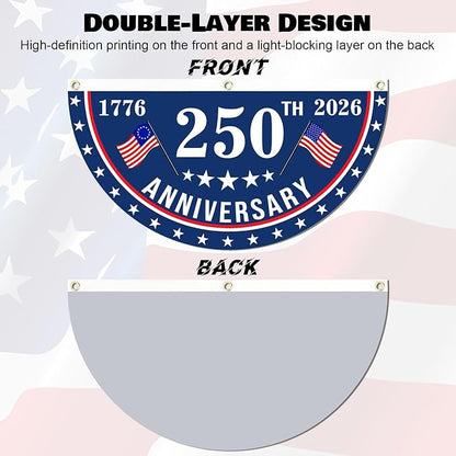 2PCS USA Anniversary 250th Flag, 1.5X3 FT Anniversary Fan Flags, Yard Signs - Image 3