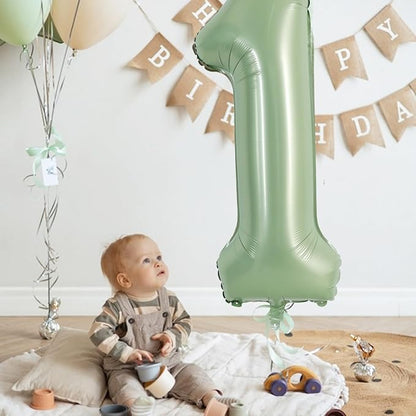 TONIFUL 40 Inch Sage Green Large Number 1 Balloon - Image 4