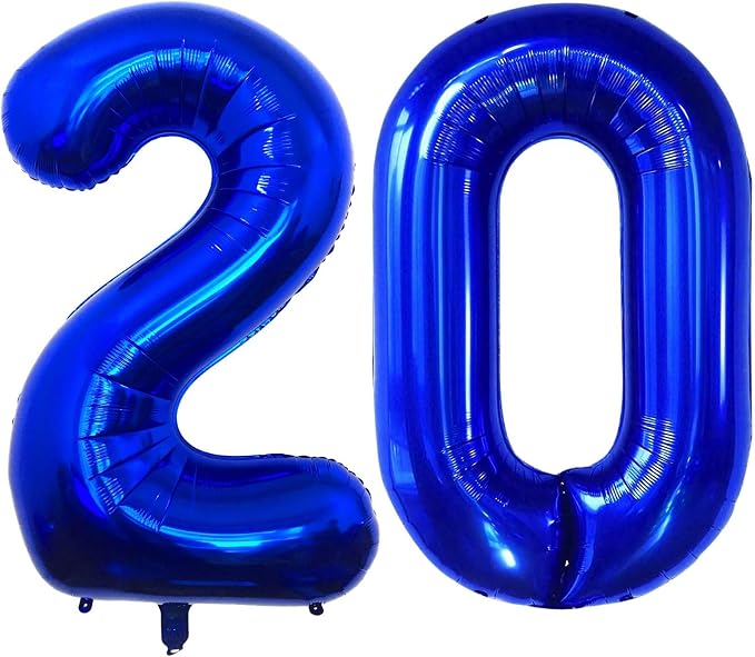 Navy Blue 20 Number Balloons, 40 Inch Giant Number 20 Balloons Foil Mylar by Lovoir