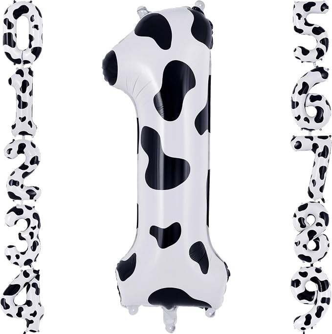 Cow Print Number 1 Balloon, Large 40 Inch Cow Number Birthday Balloons by AIQINHU