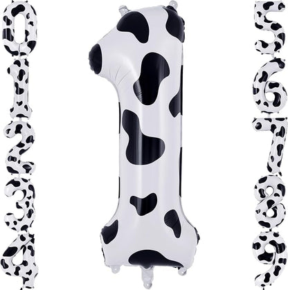 Cow Print Number 1 Balloon, Large 40 Inch Cow Number Birthday Balloons by AIQINHU