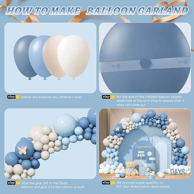 412Pcs Dusty Blue White Sand Balloon Arch Garland Kit, 18 12 10 5 Inch Slate - Image 3