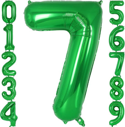 Dark Green Number 7 Balloon 40 Inch, Big Large Foil Helium Number Balloons by AIQINHU