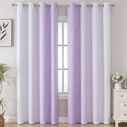 Lilac and Greyish White Gradient Blackout Curtains - Image 2