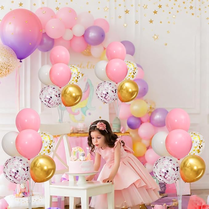 4 Sets Pink Gold Confetti Balloons Centerpieces - Image 7
