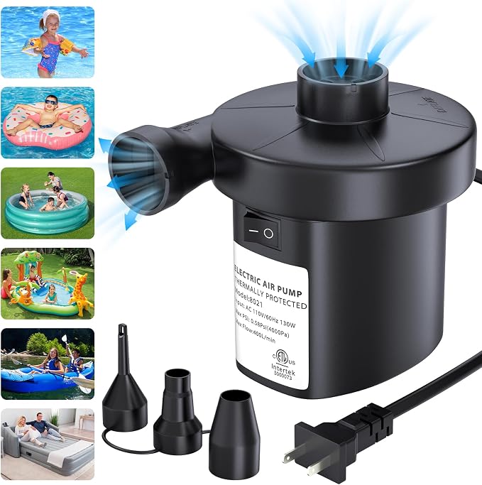 Electric Air Pump for Inflatables, VANNPOOY Portable Air Mattress Pump by VANNPOOY