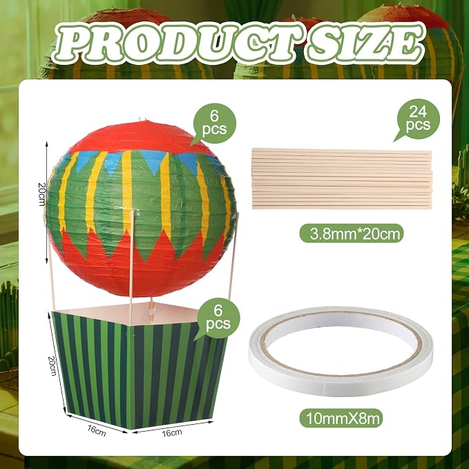 Leinuosen 6 Set Wizard Party Decoration Hot Air Balloon Table Centerpieces Decor - Image 2