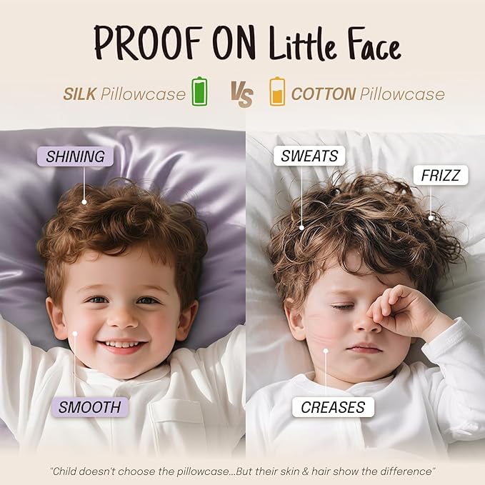 OLESILK 100% Mulberry Silk Toddler Pillowcase for Hair and Skin, Both Sides 19 Momme Pure Natural Silk Travel Pillow Cases with Hidden Zipper, 13"x 18", Iron Grey