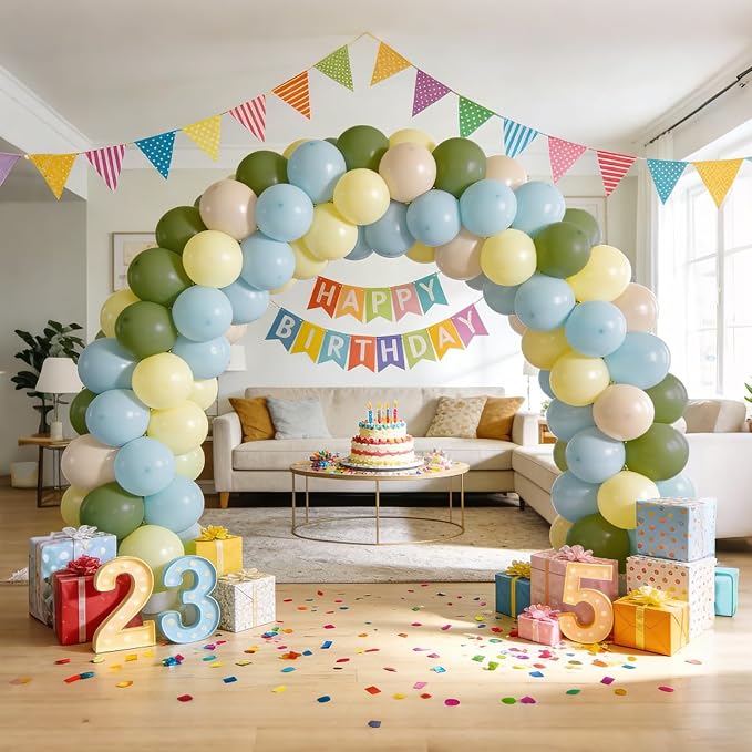 Bezente Dusty Blue Sage Green Pastel Yellow Latex Balloons Kit 60pcs 12-in | - Image 5